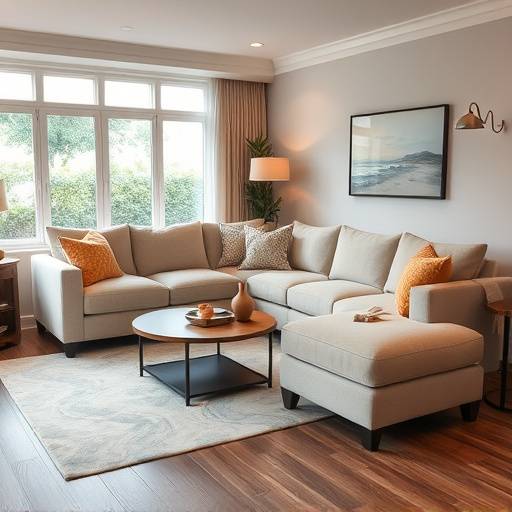 Corner sofa with chaise lounge in a family living room setting