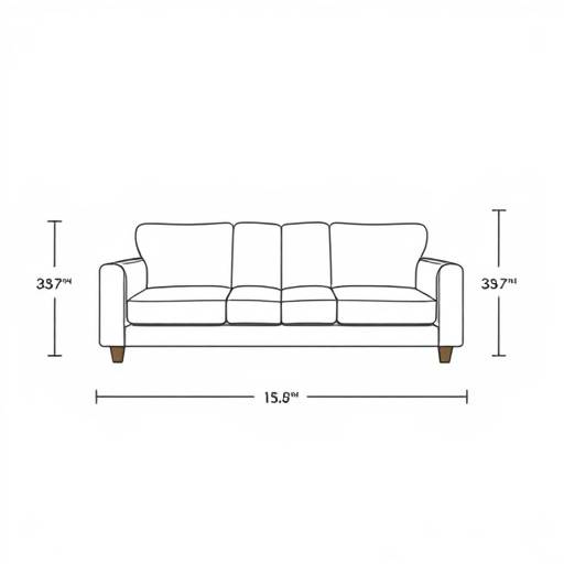 Diagram showing customizable dimensions for a sofa