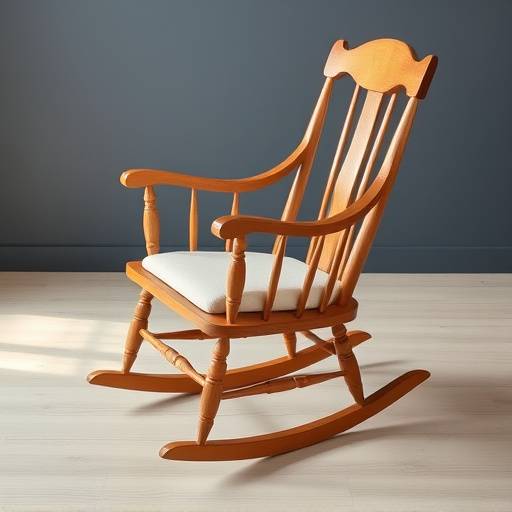 Rocking armchair with wooden frame and cushioned seat in a nursery